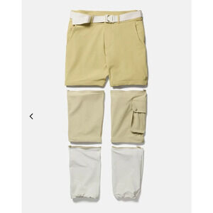 NWT OV Outdoor Voices RecTrek Zip-Off Pants Shorts - LARGE - khaki tan white - L